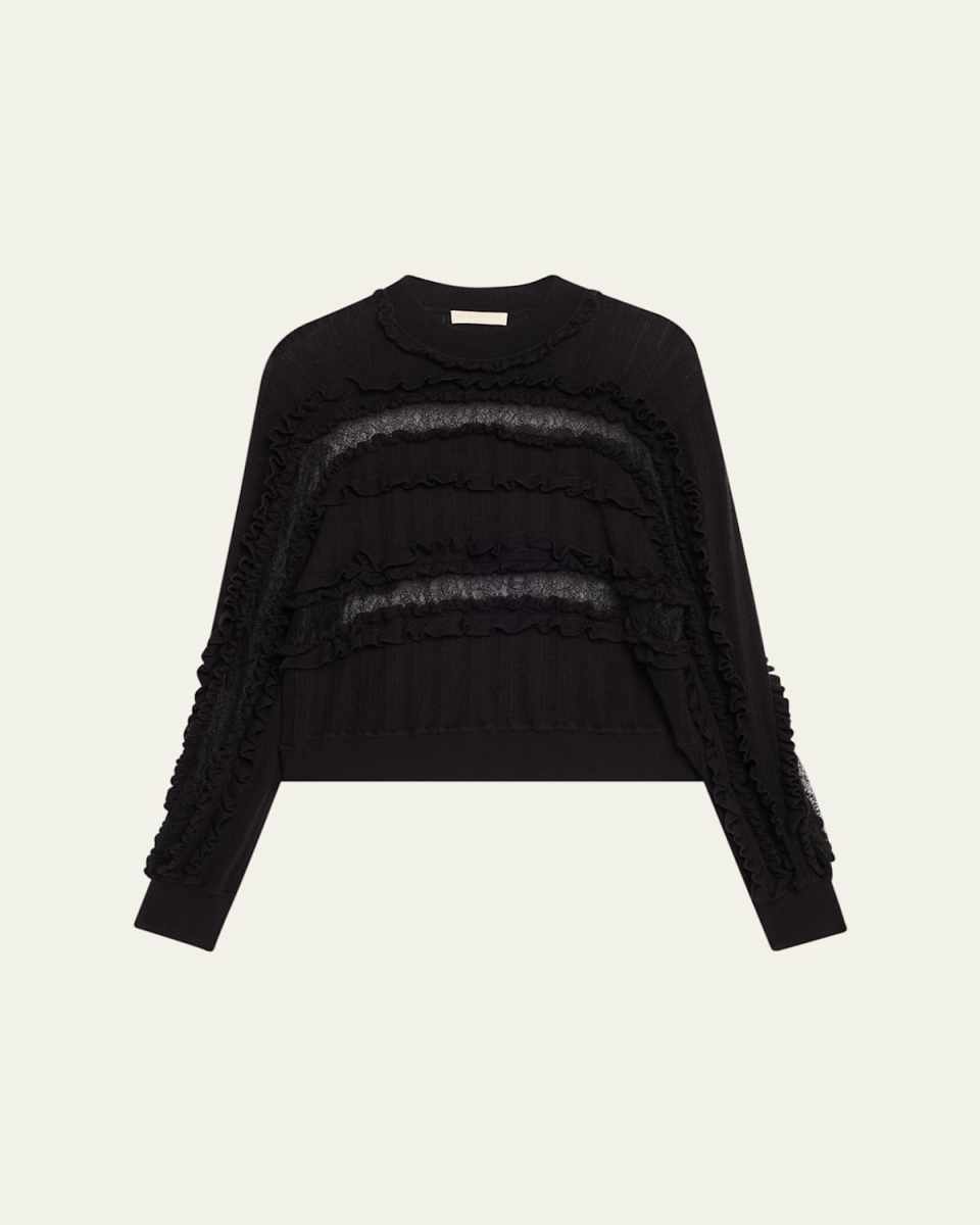 Demma Ruffled Fine-Knit Sweater